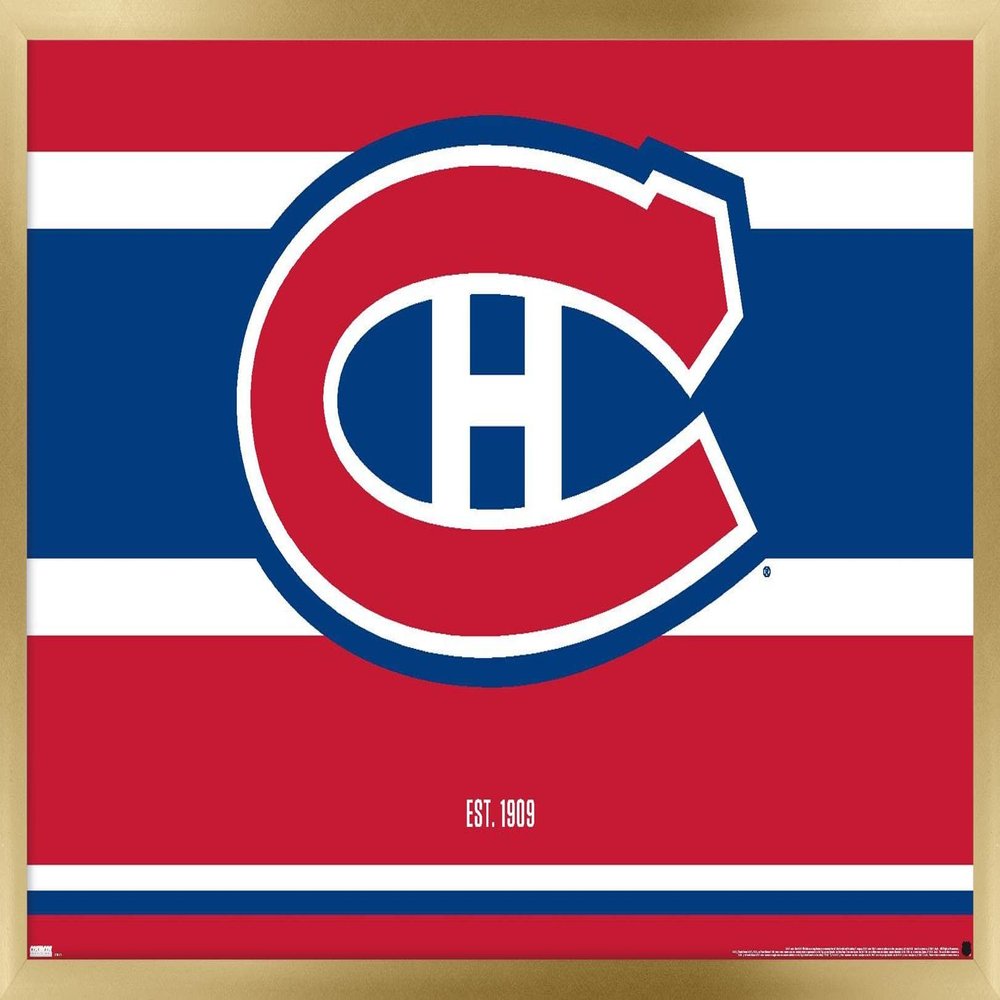 Trends International NHL Montreal Canadiens - Logo 21 Wall Poster, 14.725" x 22.375", Gold Framed Version
