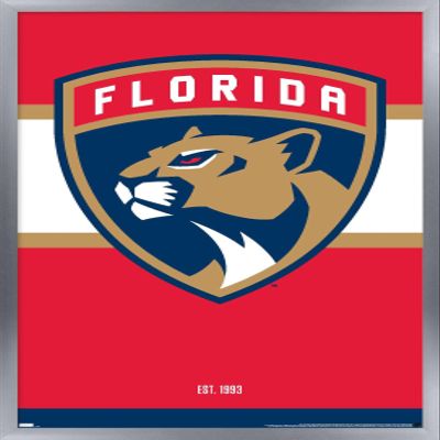 Trends International NHL Florida Panthers - Logo 21 Wall Poster, 22.375" x 34", Silver Framed Version