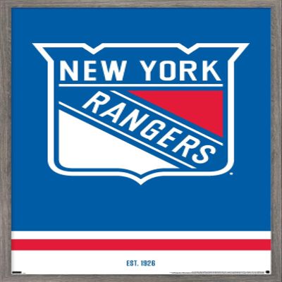 Trends International NHL New York Rangers - Logo 21 Wall Poster, 22.375" x 34", Barnwood Framed Version