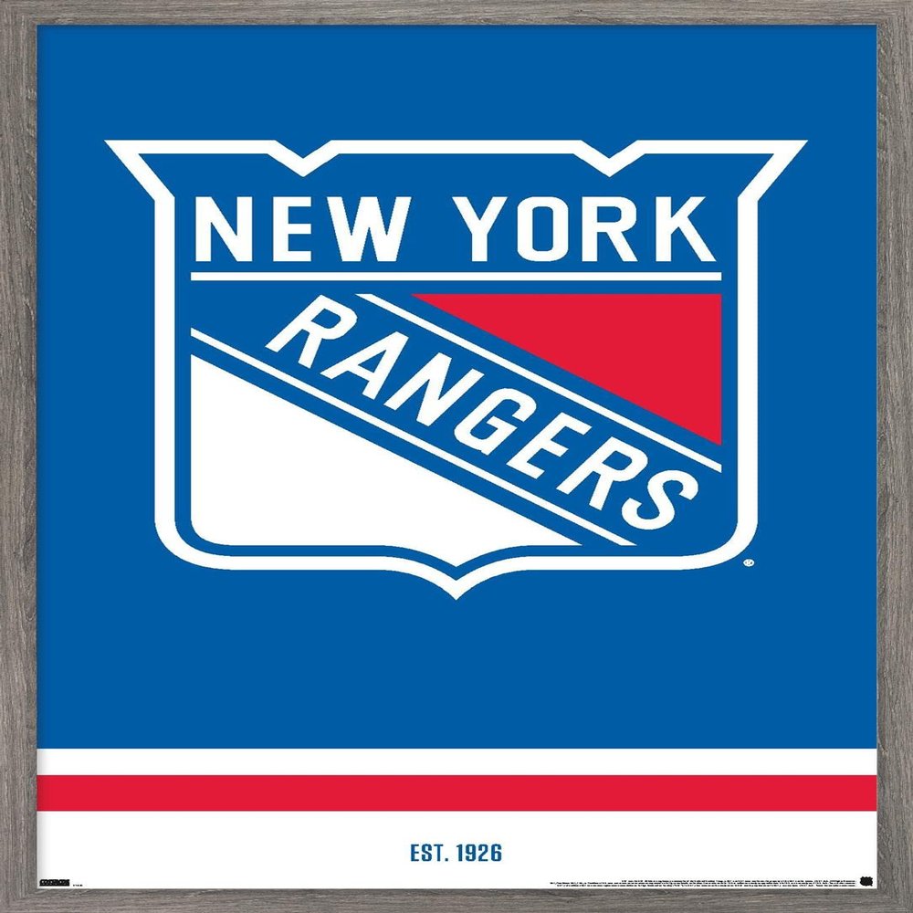 Trends International NHL New York Rangers - Logo 21 Wall Poster, 22.375" x 34", Barnwood Framed Version