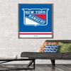 Trends International NHL New York Rangers - Logo 21 Wall Poster, 22.375" x 34", Barnwood Framed Version view 2