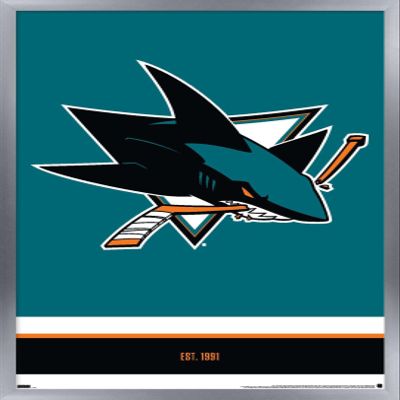 Trends International NHL San Jose Sharks - Logo 21 Wall Poster, 22.375" x 34", Silver Framed Version