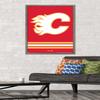 Trends International NHL Calgary Flames - Logo 21 Wall Poster, 22.375" x 34", Barnwood Framed Version view 2
