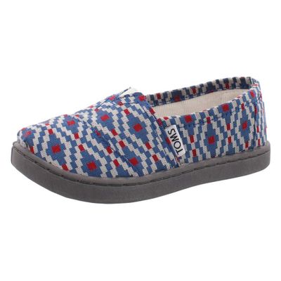 TOMS Classic Diamondven Girl's Shoes Size 5, Color: Navy Blue/Red/Grey-Blue