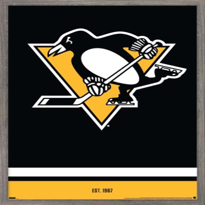 Trends International NHL Pittsburgh Penguins - Logo 21 Wall Poster, 22.375" x 34", Barnwood Framed Version