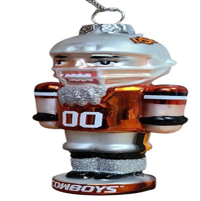 Boelter Brands Oklahoma State Cowboys Blown Glass Hanging Nutcracker Style Ornament Team Player Helmet and Uniform