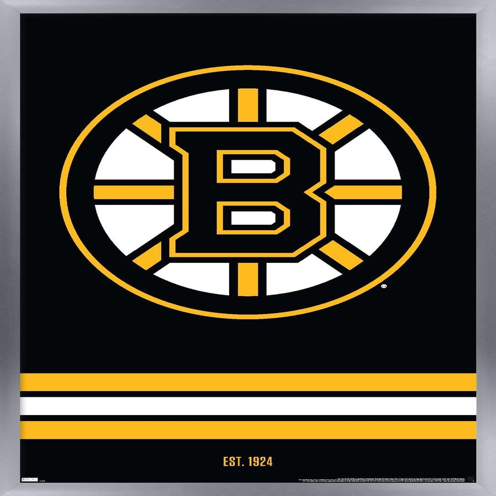 Trends International NHL Boston Bruins - Logo 21 Wall Poster, 22.375" x 34", Silver Framed Version