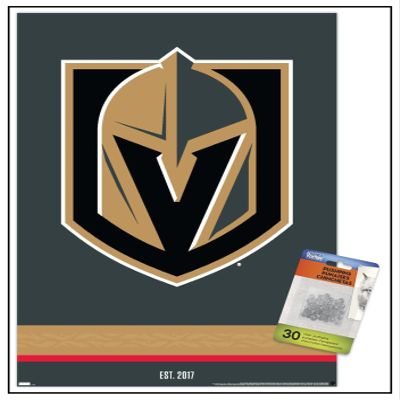 Trends International NHL Vegas Golden Knights - Logo 21 Wall Poster, 14.72" x 22.37", Premium Poster & Push Pin Bundle