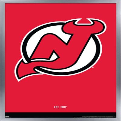 Trends International NHL New Jersey Devils - Logo 21 Wall Poster, 22.375" x 34", Silver Framed Version