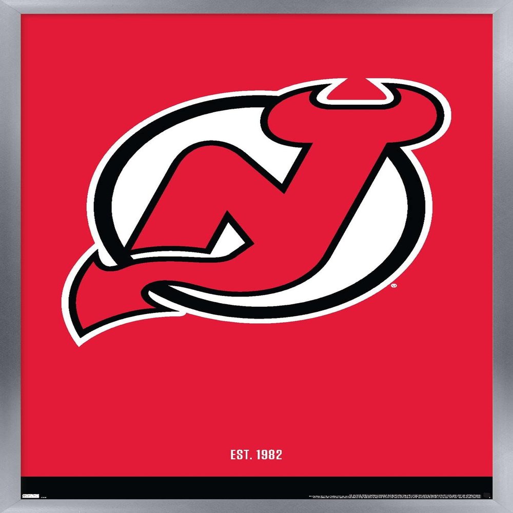 Trends International NHL New Jersey Devils - Logo 21 Wall Poster, 22.375" x 34", Silver Framed Version