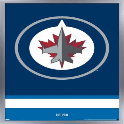 Trends International NHL Winnipeg Jets - Logo 21 Wall Poster, 22.375" x 34", Silver Framed Version