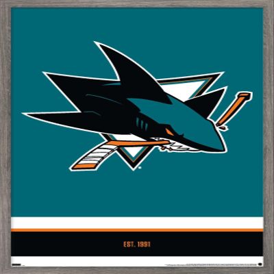 Trends International NHL San Jose Sharks - Logo 21 Wall Poster, 22.375" x 34", Barnwood Framed Version