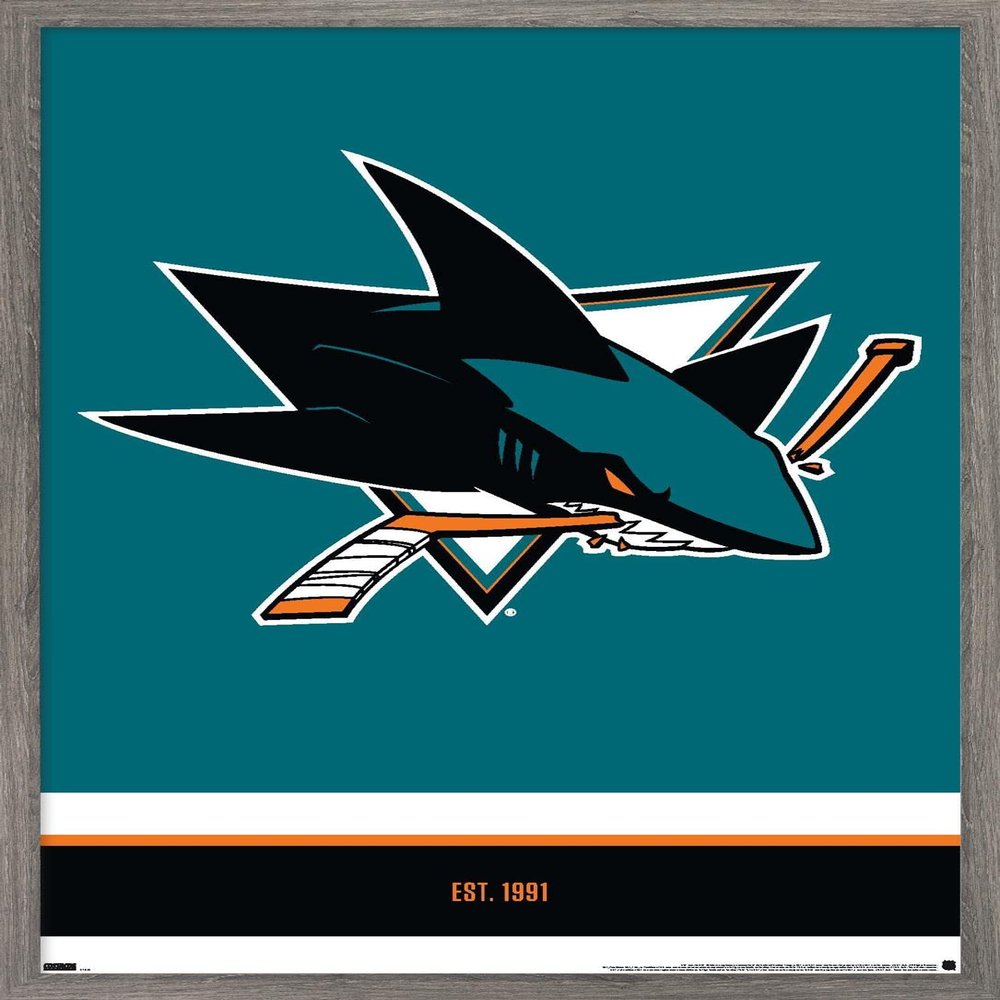 Trends International NHL San Jose Sharks - Logo 21 Wall Poster, 22.375" x 34", Barnwood Framed Version