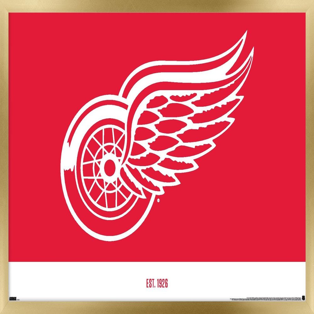 Trends International NHL Detroit Red Wings - Logo 21 Wall Poster, 22.375" x 34", Gold Framed Version
