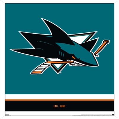 Trends International NHL San Jose Sharks - Logo 21 Wall Poster, 22.375" x 34", White Framed Version