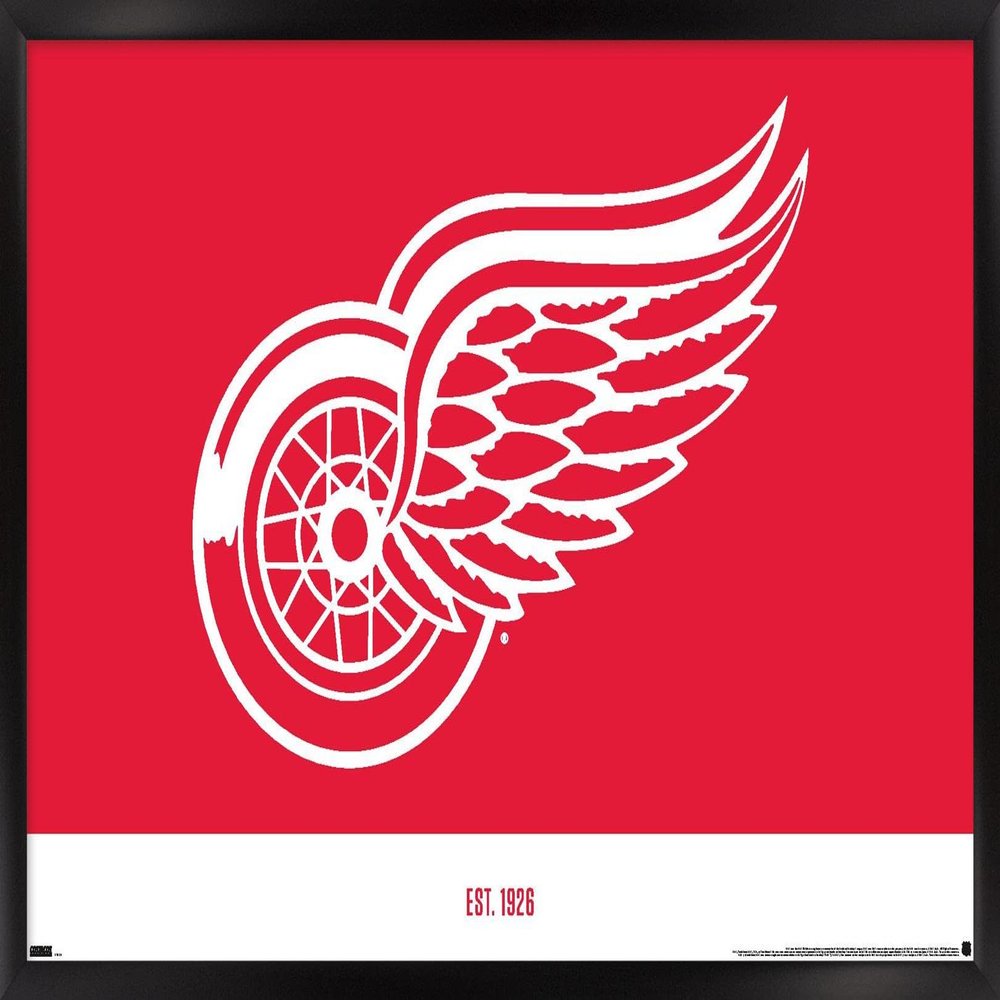 Trends International NHL Detroit Red Wings - Logo 21 Wall Poster, 22.375" x 34", Black Framed Version