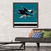 Trends International NHL San Jose Sharks - Logo 21 Wall Poster, 22.375" x 34", Mahogany Framed Version view 2