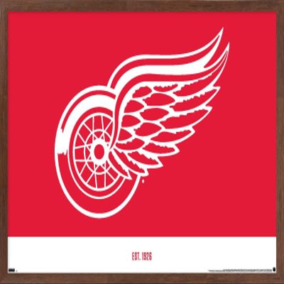 Trends International NHL Detroit Red Wings - Logo 21 Wall Poster, 22.375" x 34", Mahogany Framed Version