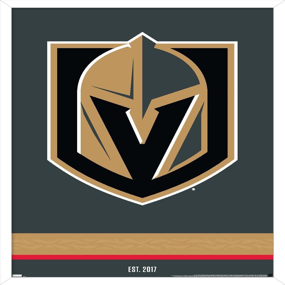Trends International NHL Vegas Golden Knights - Logo 21 Wall Poster, 14.725" x 22.375", White Framed Version