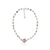 A Dainty Genuine Pink Opal Short Necklace with a Focal Cultured Freshwater Baroque Pearl Pendant. view 1