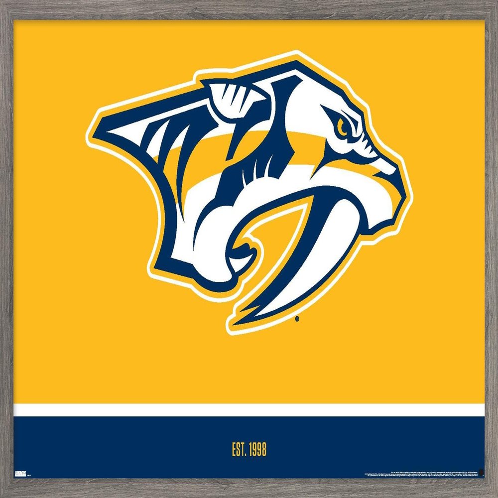 Trends International NHL Nashville Predators - Logo 21 Wall Poster, 22.375" x 34", Barnwood Framed Version
