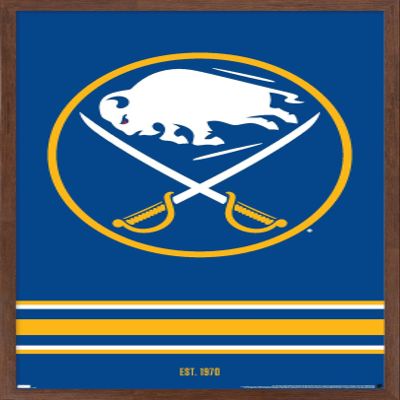 Trends International NHL Buffalo Sabres - Logo 21 Wall Poster, 14.725" x 22.375", Mahogany Framed Version