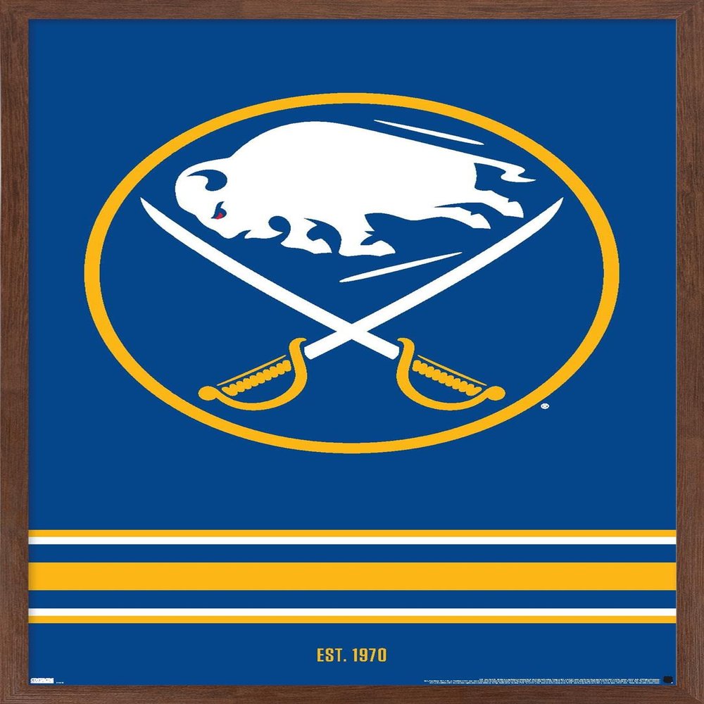 Trends International NHL Buffalo Sabres - Logo 21 Wall Poster, 14.725" x 22.375", Mahogany Framed Version
