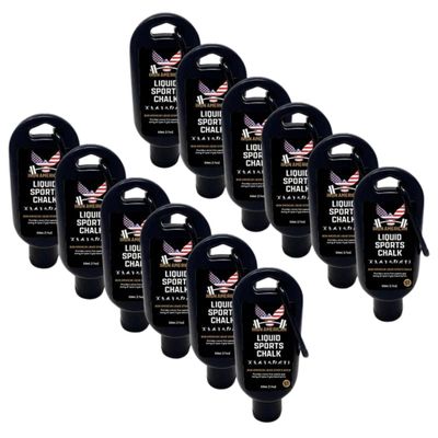 IRON AMERICAN Liquid Chalk - No-Mess Long-Lasting Grip for Weightlifting, Gymnastics, Rock Climbing & Fitness Training - 50ml Travel Bottle - Advanced Hand Chalk for Gym - 12pk