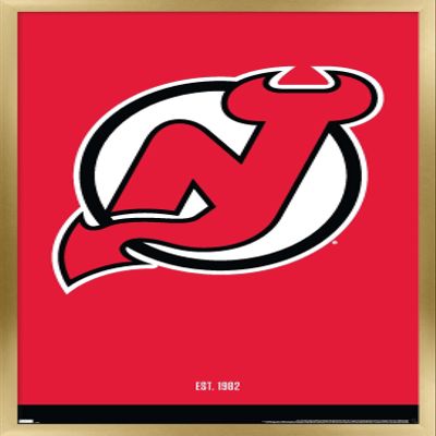 Trends International NHL New Jersey Devils - Logo 21 Wall Poster, 22.375" x 34", Gold Framed Version