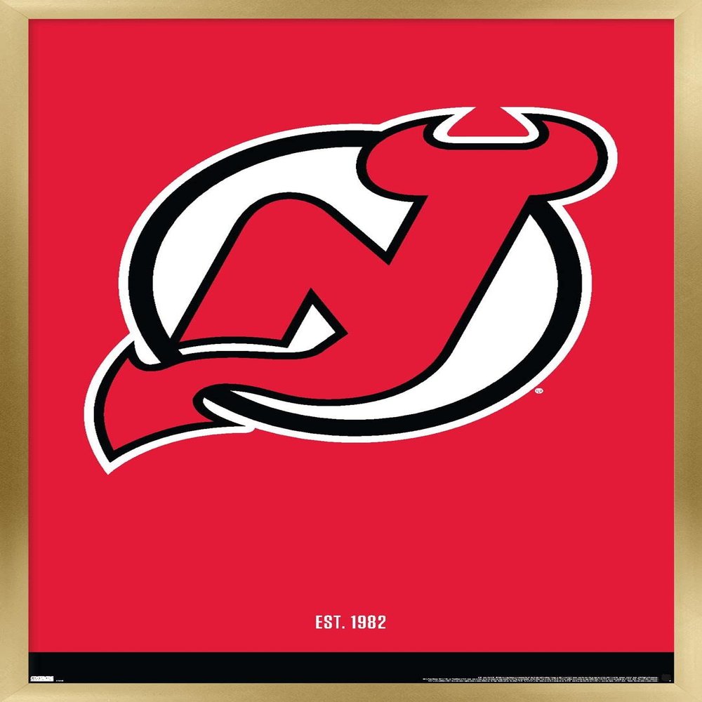 Trends International NHL New Jersey Devils - Logo 21 Wall Poster, 22.375" x 34", Gold Framed Version