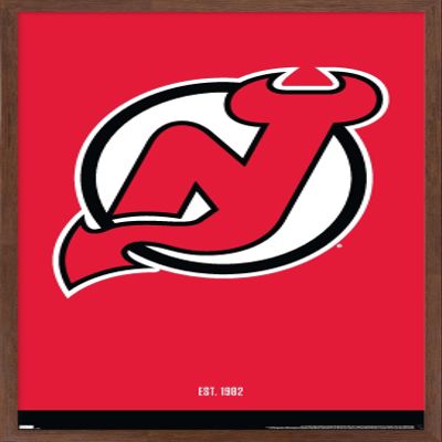 Trends International NHL New Jersey Devils - Logo 21 Wall Poster, 22.375" x 34", Mahogany Framed Version