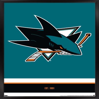 Trends International NHL San Jose Sharks - Logo 21 Wall Poster, 22.375" x 34", Black Framed Version