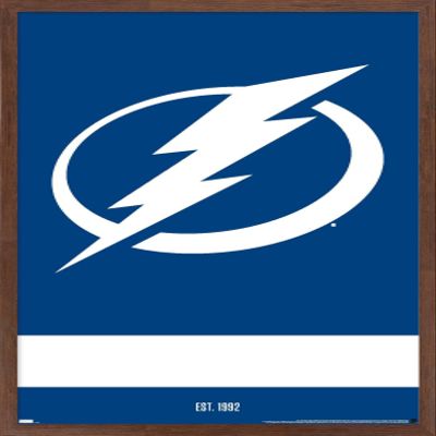 Trends International NHL Tampa Bay Lightning - Logo 21 Wall Poster, 22.375" x 34", Mahogany Framed Version