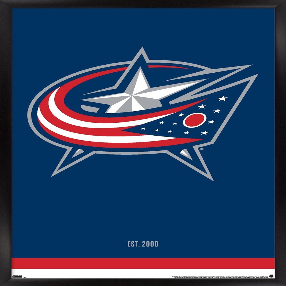 Trends International NHL Columbus Blue Jackets - Logo 21 Wall Poster, 22.375" x 34", Black Framed Version