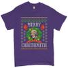 Merry Chrithmith T-Shirt Boxer Mike Ugly Sweater Funny Christmas Men's Tee Purple Large view 1