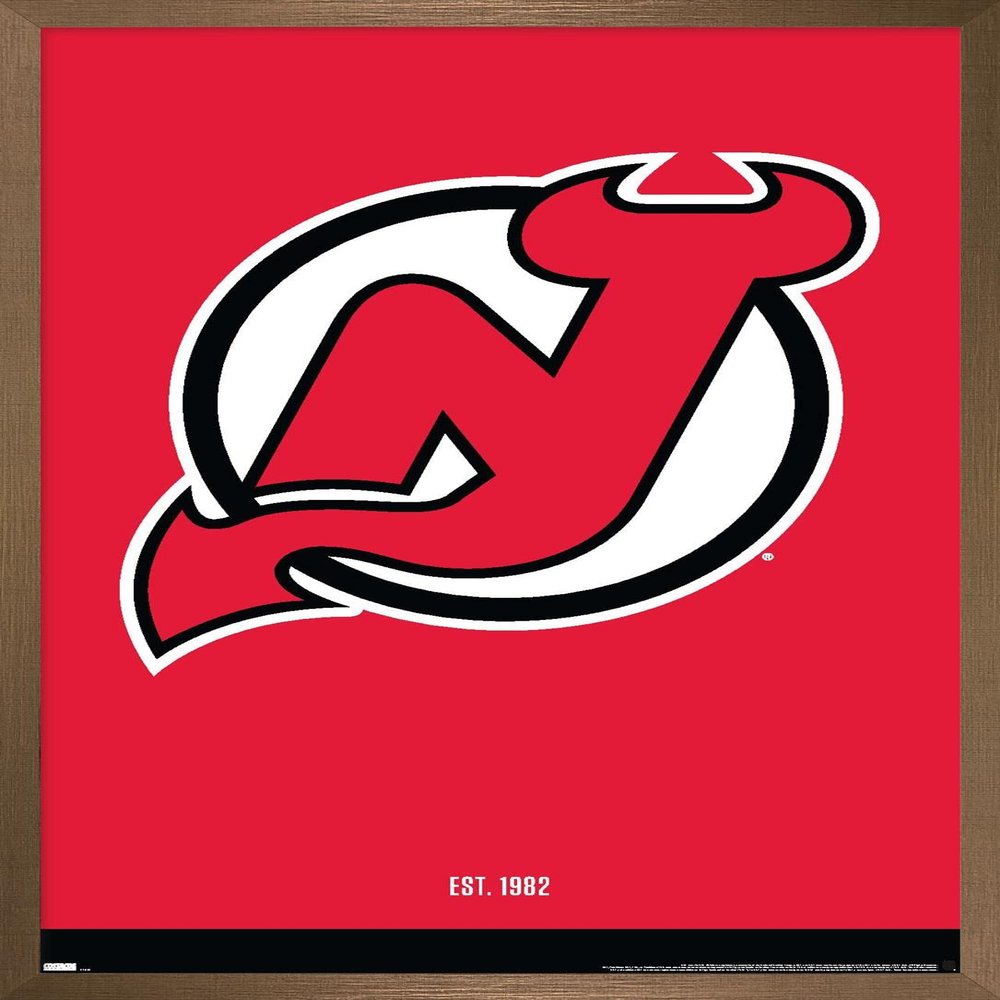 Trends International NHL New Jersey Devils - Logo 21 Wall Poster, 22.375" x 34", Bronze Framed Version