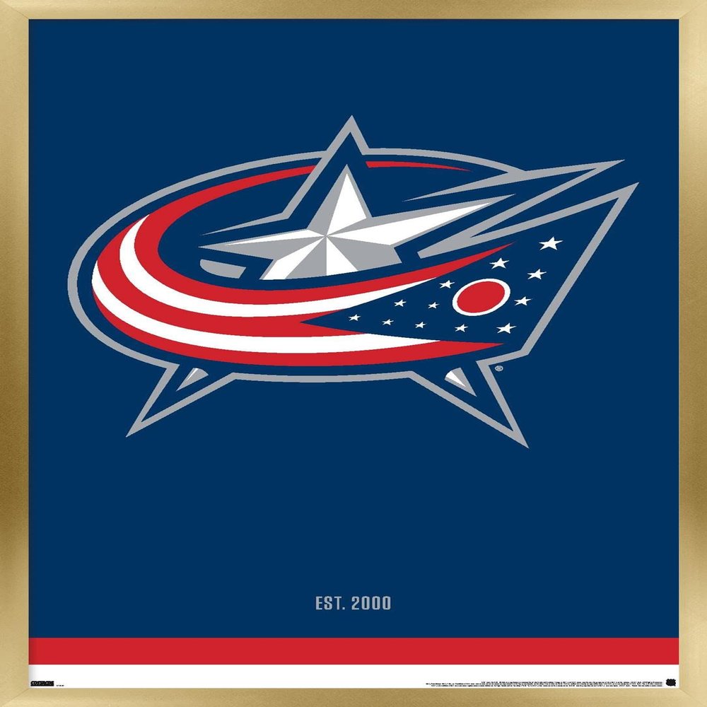 Trends International NHL Columbus Blue Jackets - Logo 21 Wall Poster, 22.375" x 34", Gold Framed Version