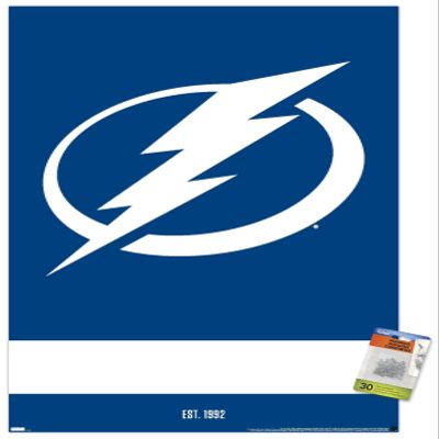 Trends International NHL Tampa Bay Lightning - Logo 21 Wall Poster, 22.37" x 34.00", Premium Poster & Push Pin Bundle