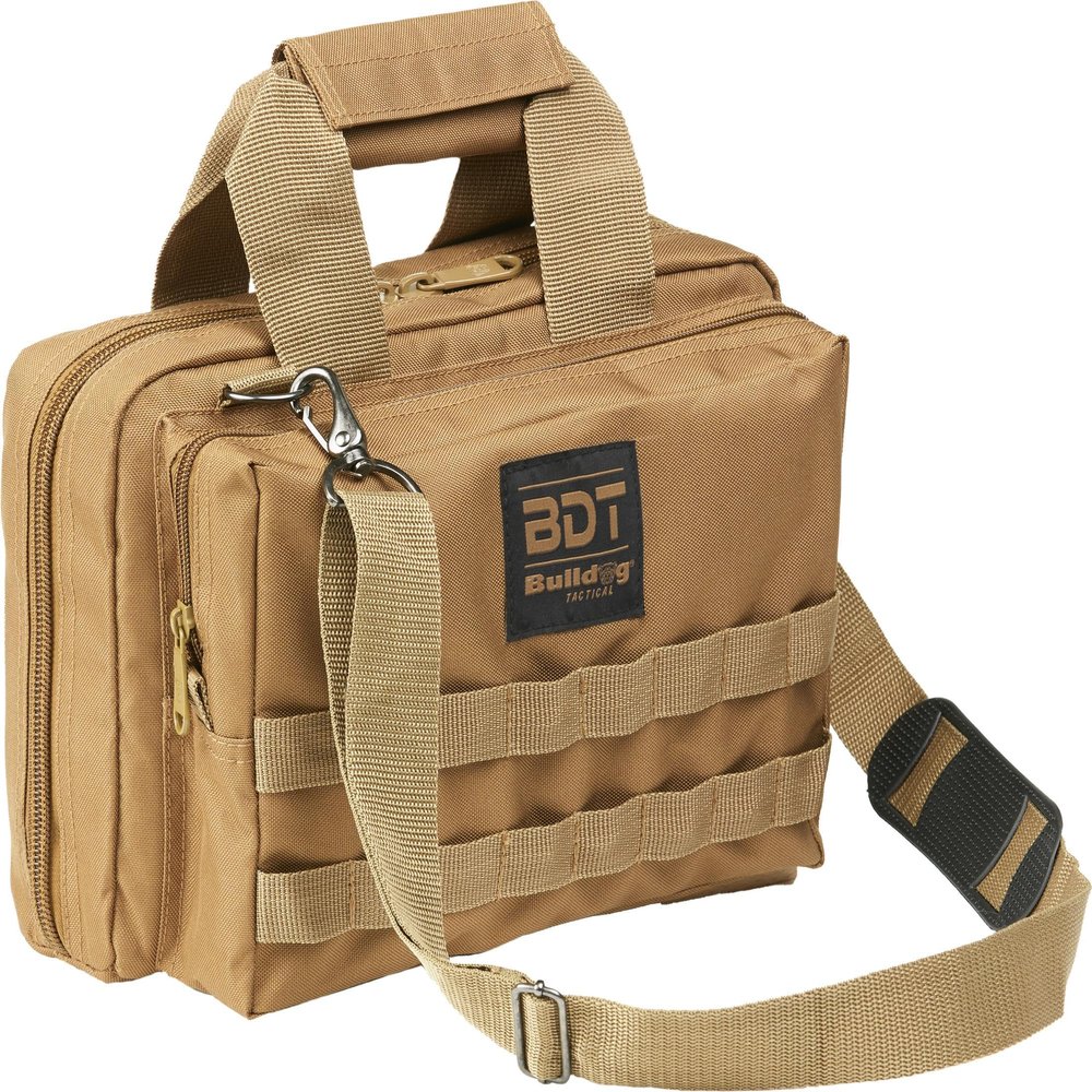 Bulldog Cases Bdt917T: Deluxe 2 Pistol Range Bag W/Strap & Molle - Tan