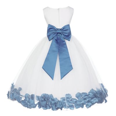 Wedding Pageant Flower Petals Girl Ivory Dress with Bow Tie Sash 302a 12