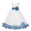 Wedding Pageant Flower Petals Girl Ivory Dress with Bow Tie Sash 302a 12 view 2