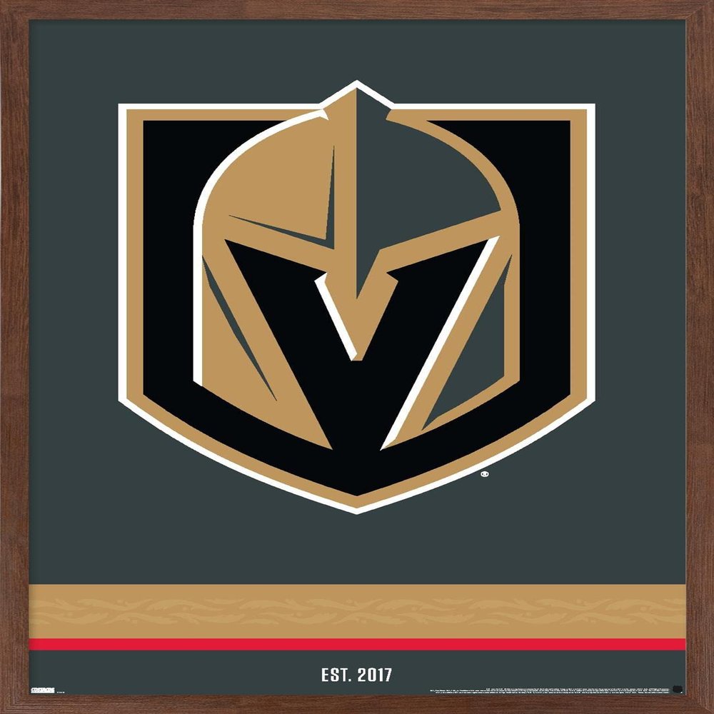 Trends International NHL Vegas Golden Knights - Logo 21 Wall Poster, 14.725" x 22.375", Mahogany Framed Version