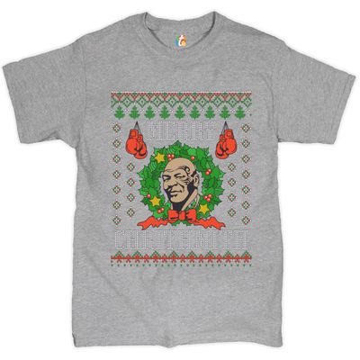 Merry Chrithmith T-Shirt Boxer Mike Ugly Sweater Funny Christmas Men's Tee Gray X-Large