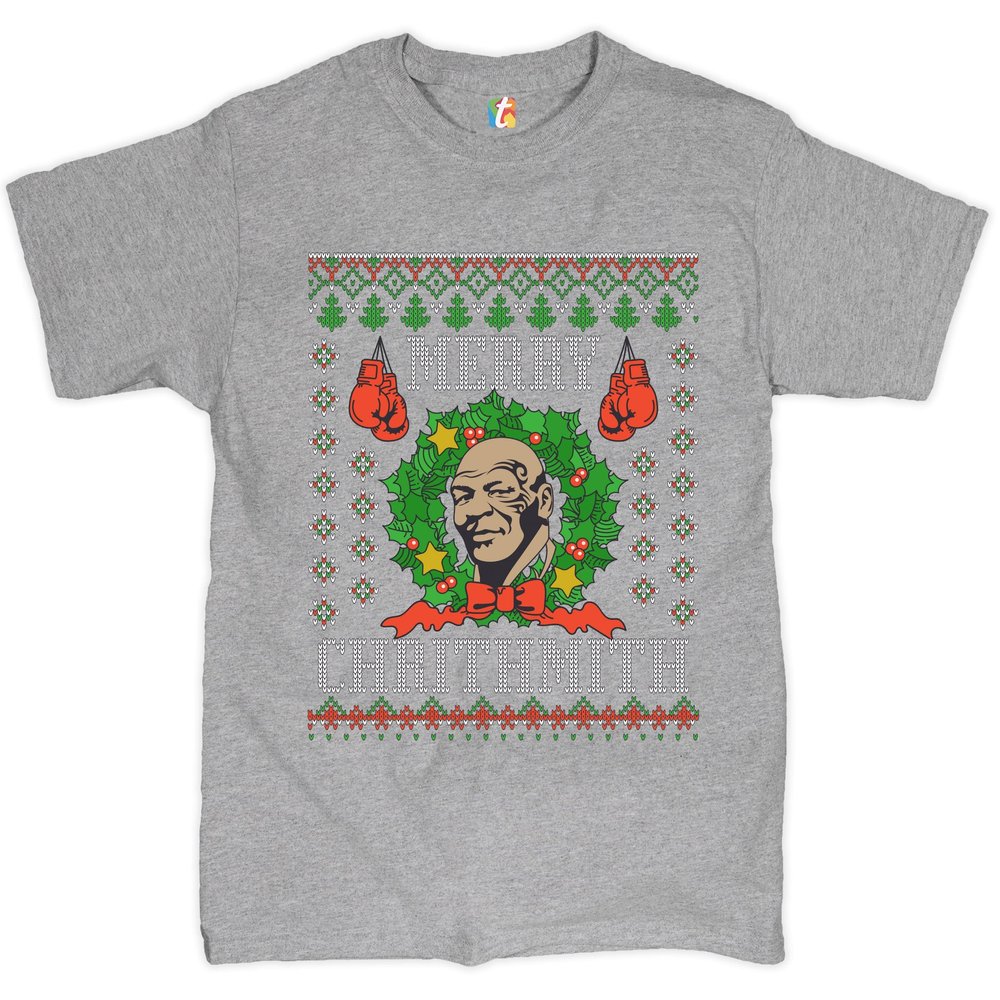 Merry Chrithmith T-Shirt Boxer Mike Ugly Sweater Funny Christmas Men's Tee Gray X-Large