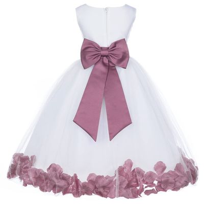 Wedding Pageant Flower Petals Girl Ivory Dress with Bow Tie Sash 302a 14
