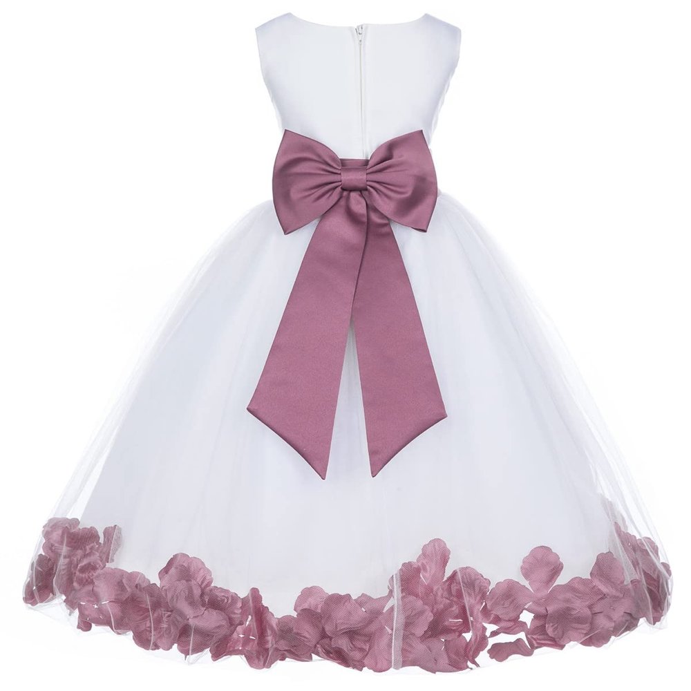 Wedding Pageant Flower Petals Girl Ivory Dress with Bow Tie Sash 302a 14