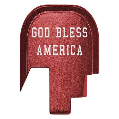 NDZ Performance Slide Cover Back Plate for Smith & Wesson Shield, Shield Plus, Shield M2.0 9mm/.40  CNC Aluminum, Laser Engraved, Made in USA  Red, God Bless America Text
