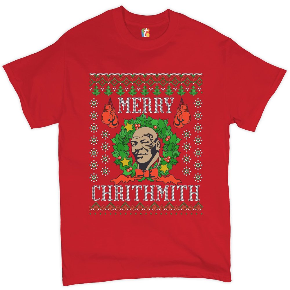 Merry Chrithmith T-Shirt Boxer Mike Ugly Sweater Funny Christmas Men's Tee Red Large