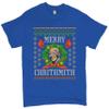Merry Chrithmith T-Shirt Boxer Mike Ugly Sweater Funny Christmas Men's Tee Blue Medium view 1