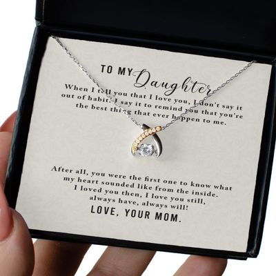 to My Daughter Necklace Love from Mom. Fashion Cross, Love Heart or Wishbone Pendant and Necklace 925 Sterling Silver - Wishbone Dancing Necklace